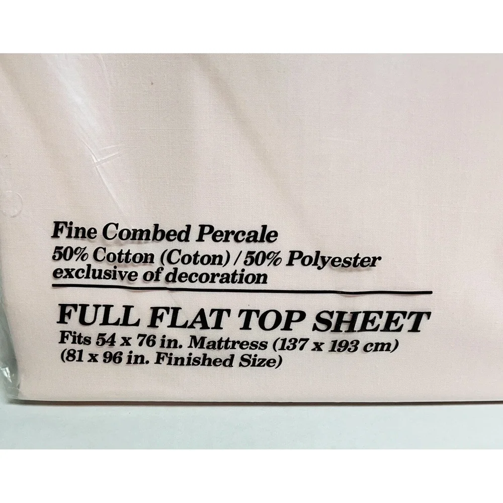 Vintage Fieldcrest Pink Full Flat No Iron Percale Sheet Made in USA NOS NEW